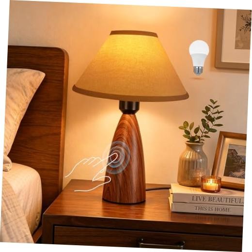 Touch Table Lamp for Nightstand – 3-Way Dimmable Small Bedside Lamp | 3s