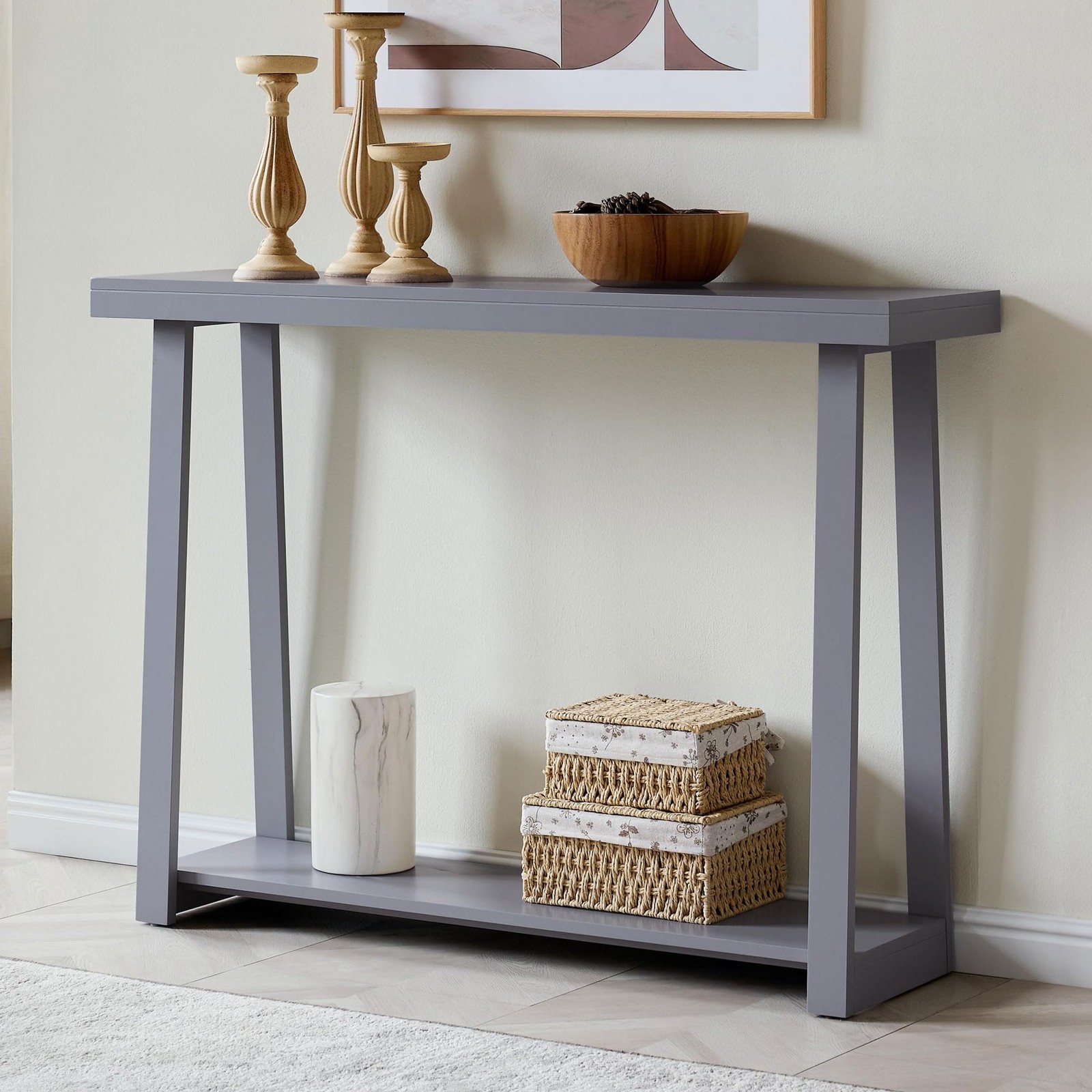 Kings Brand Furniture Console Sofa Table with Storage Shelf, Grey, 44 inches