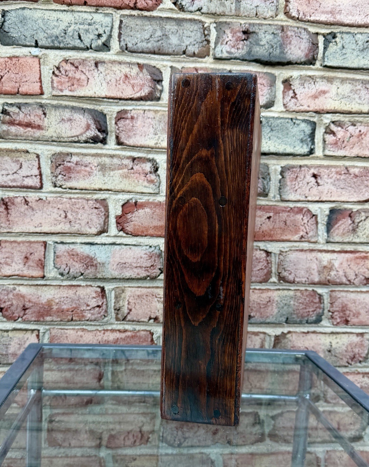 Vintage MCM Solid Wood Wall Hanging Shelf Trinket Display 15.5” x 15” x 3.75”