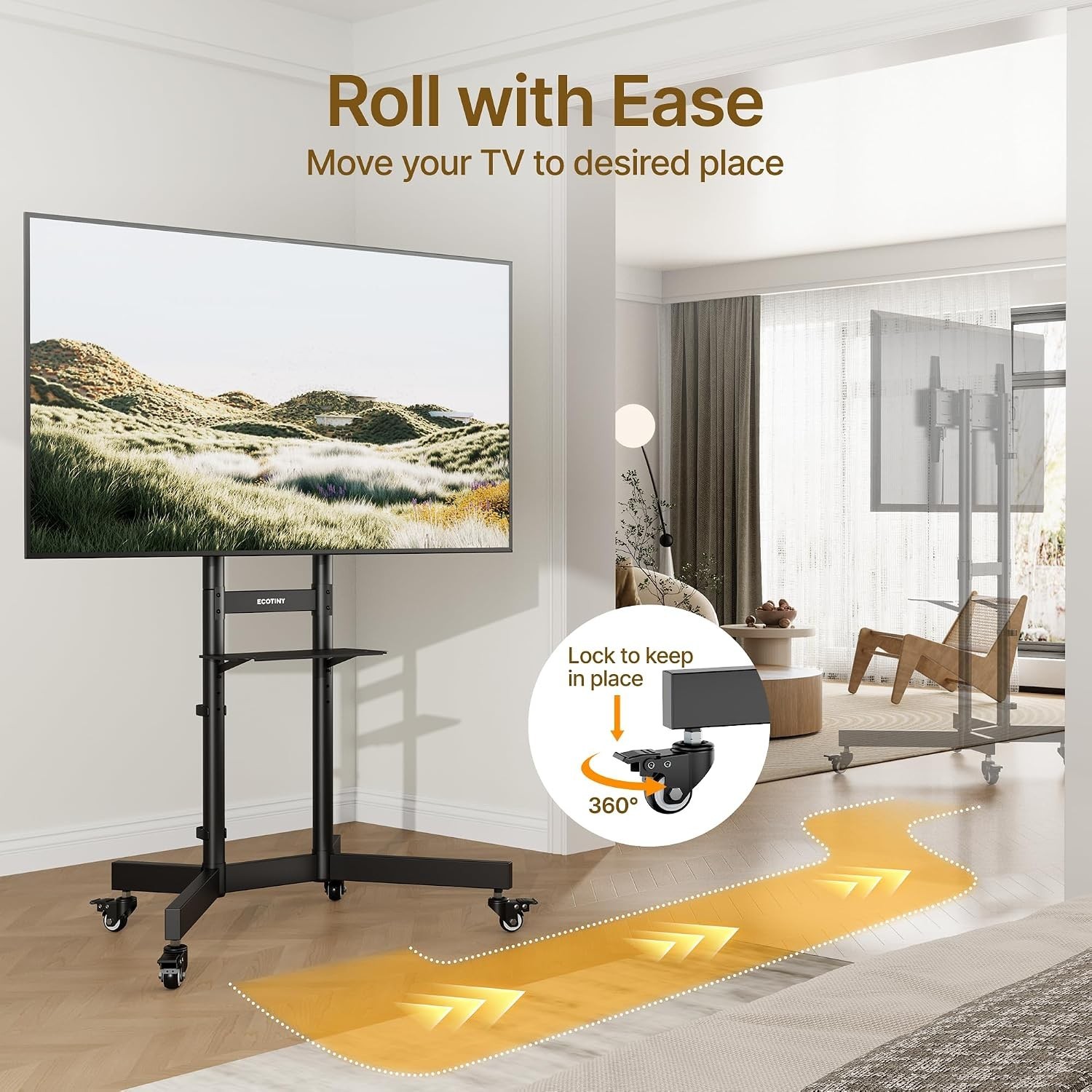 Upgraded Rolling TV Stand for 32-86 Inch Tvs up to 200 Lbs, Heavy Duty Mobile TV