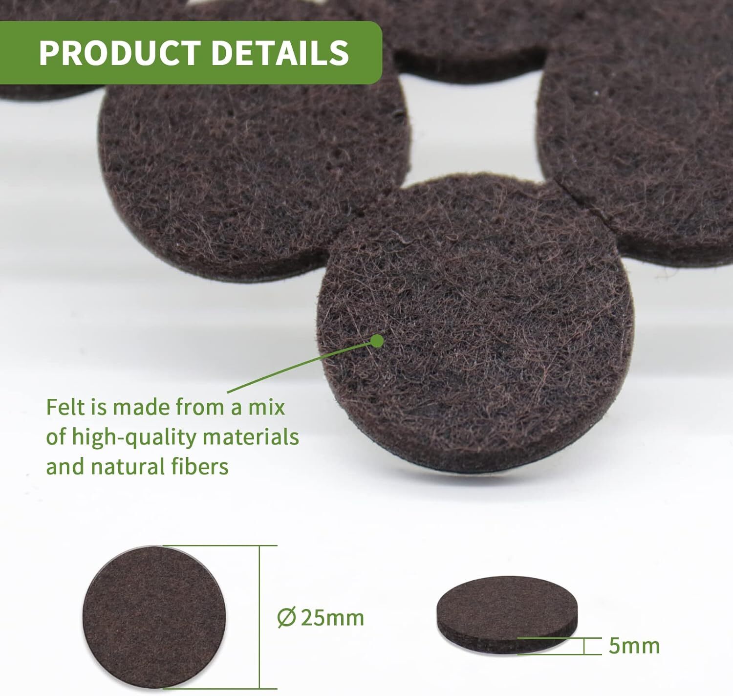 Furniture Table Felt Feet Pads Glides Sliders Chair Leg Floor Protectors, 48 Pcs