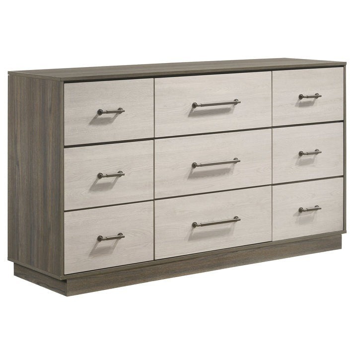 NEW 5PC Two-Tone Gray Oak Modern Rustic Queen King Storage Bedroom Set B/D/M/N/C