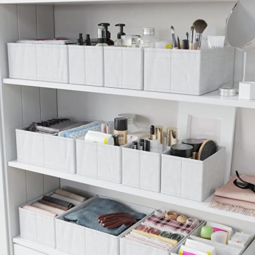 Set of 12 Dresser Organizer Clothes – White-Grey Drawer Organizer Baskets
