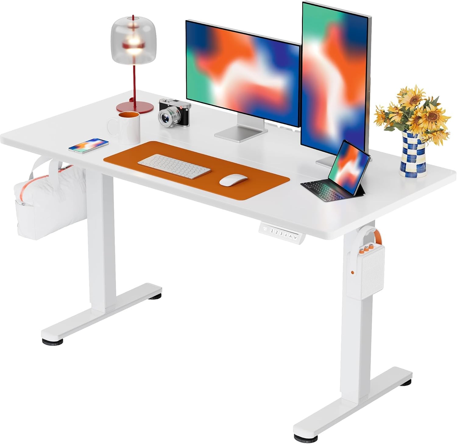 Electric Standing Desk, 48 x 24 inches, with Memory Function, White