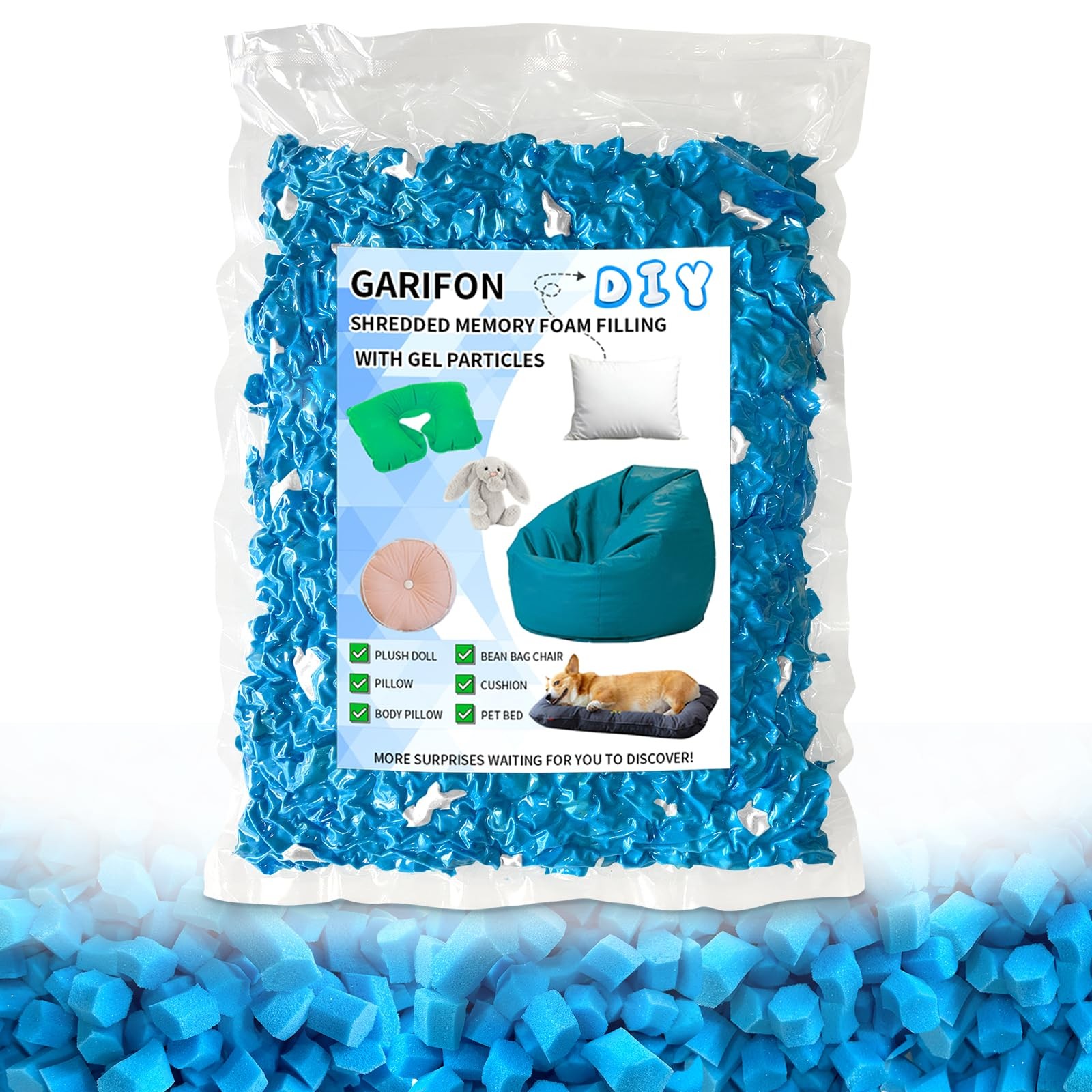 5lbs Bean Bag Filler, Pillow Bean Bag Stuffing Filling, Shredded Memory Foam …
