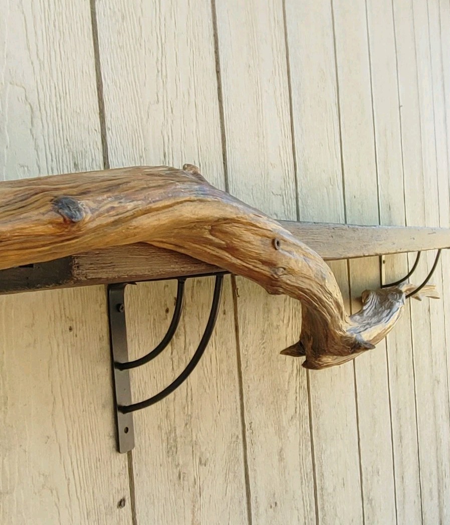 Handcrafted Driftwood Shelf Rustic Cabin Lodge Beach Lake House 61″ Florida Pine