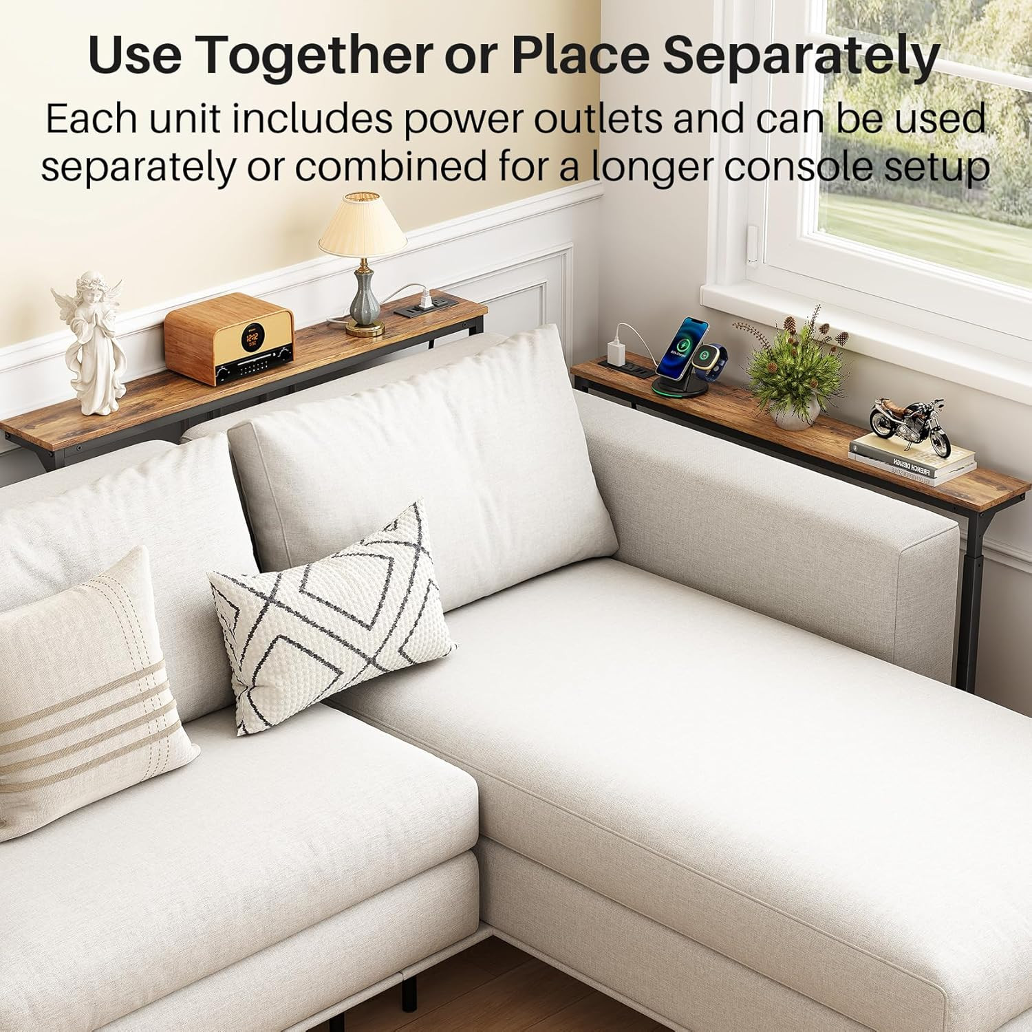 102.3″ behind Couch Table, Height Adjustable Narrow Console | 24.3″-32.5″ Range,