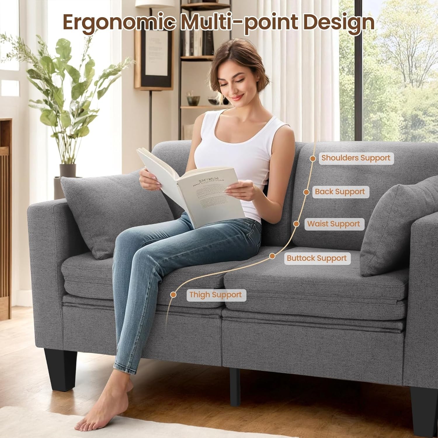 ✅ Comfy Pull Out Couch for Living Room, Bedroom, 2Color Loveseat Sofa Chair Gift