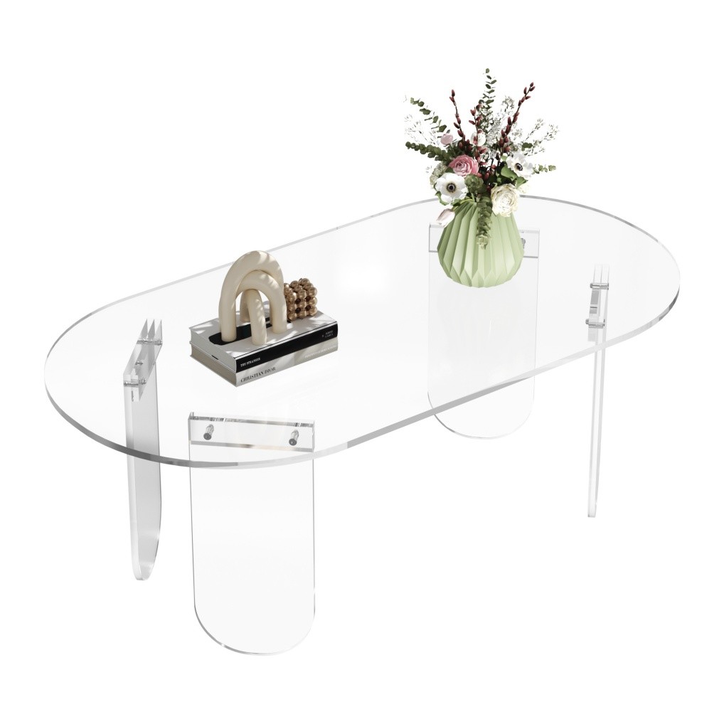 Acrylic Coffee Table Clear Coffee Table with Anti-scratch PVC Cover Sofa Table