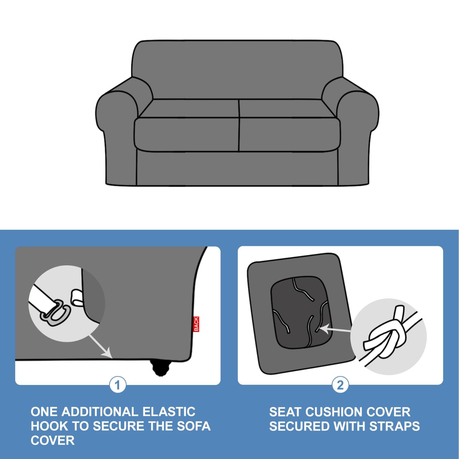 T Cushion Sofa Cover 3 Piece Loveseat Slipcovers, Soft Thick Velvet Couch Cov…