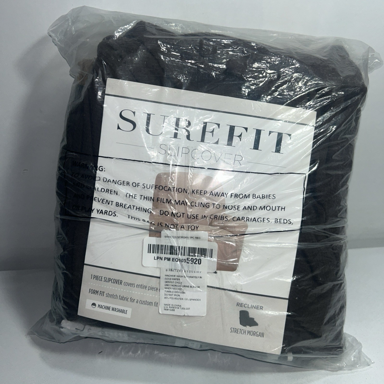New Surefit Slipcover Stretch Morgan, Brown, Recliner Machine Washable Open Box