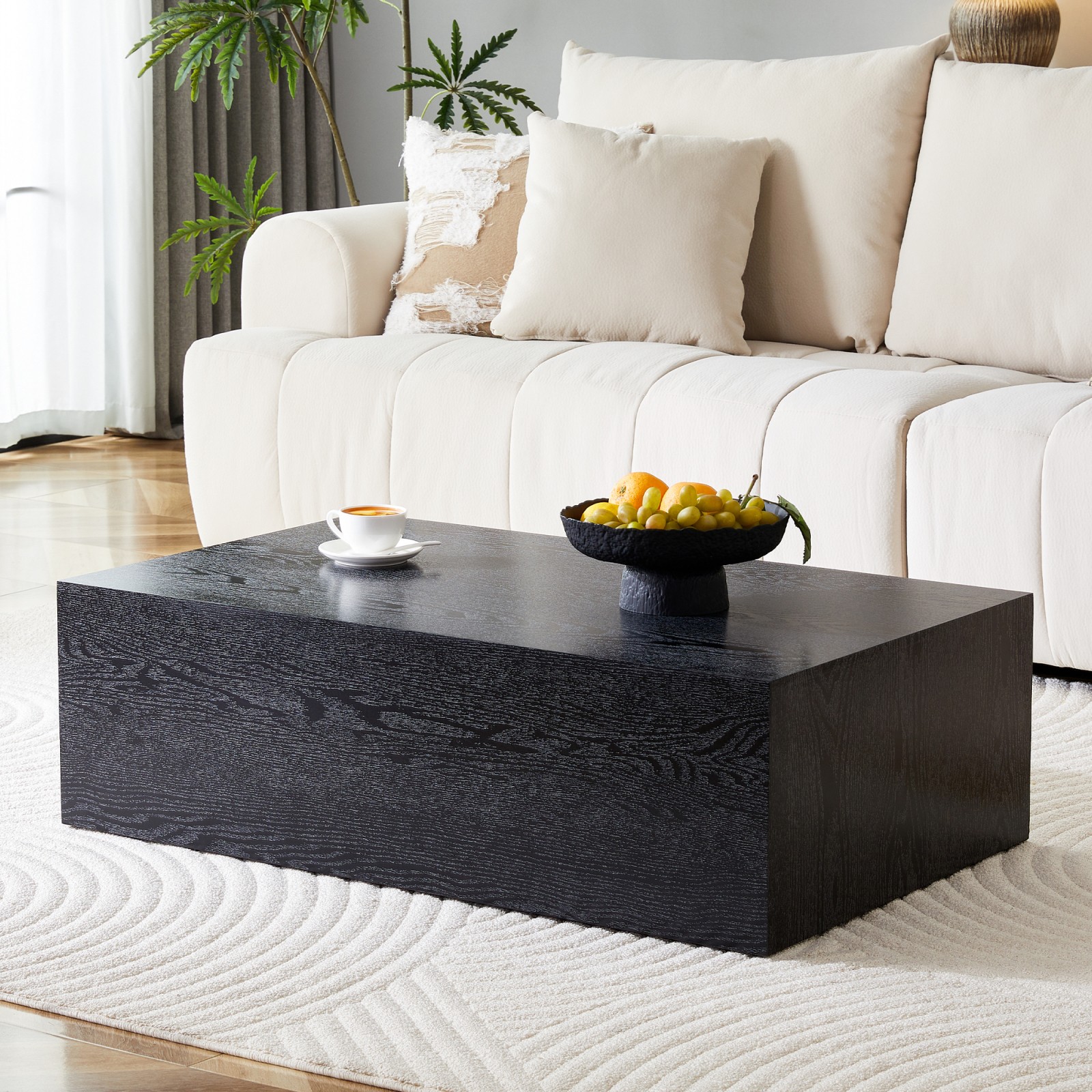 Black Wood Grain MDF Coffee Table 39.3″ x 21.7″ x 11.8″