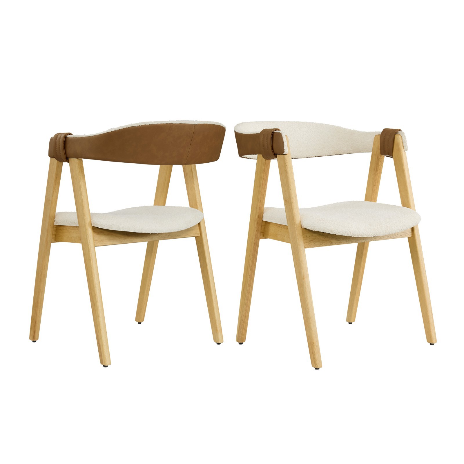 CHITA Wooden Dining Chairs,Modern Chenille Kitchen Chairs w/ Rubberwood Legs