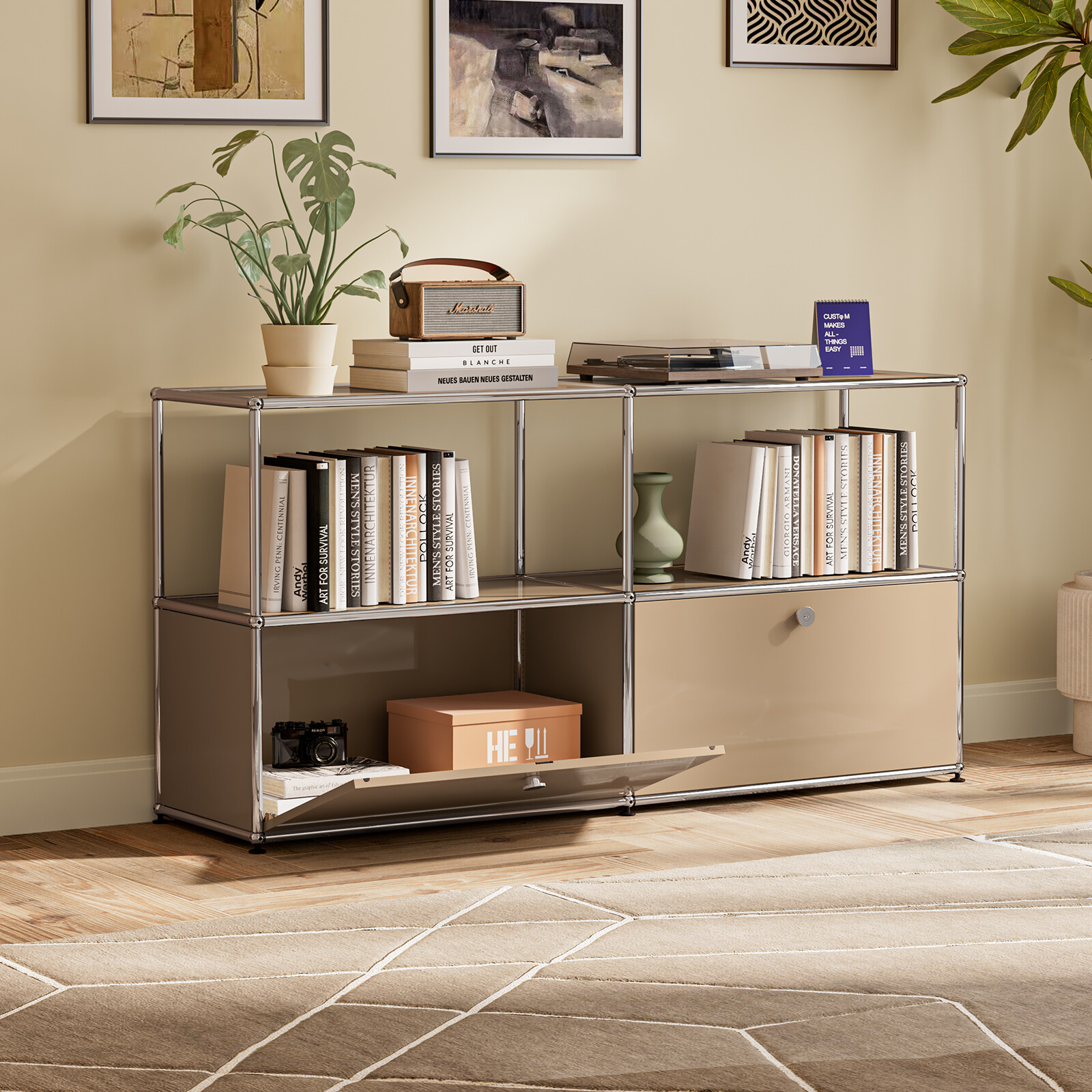 USM Haller Style Modern Storage Cabinet Shelf Free-Standing Sideboard Metal USA