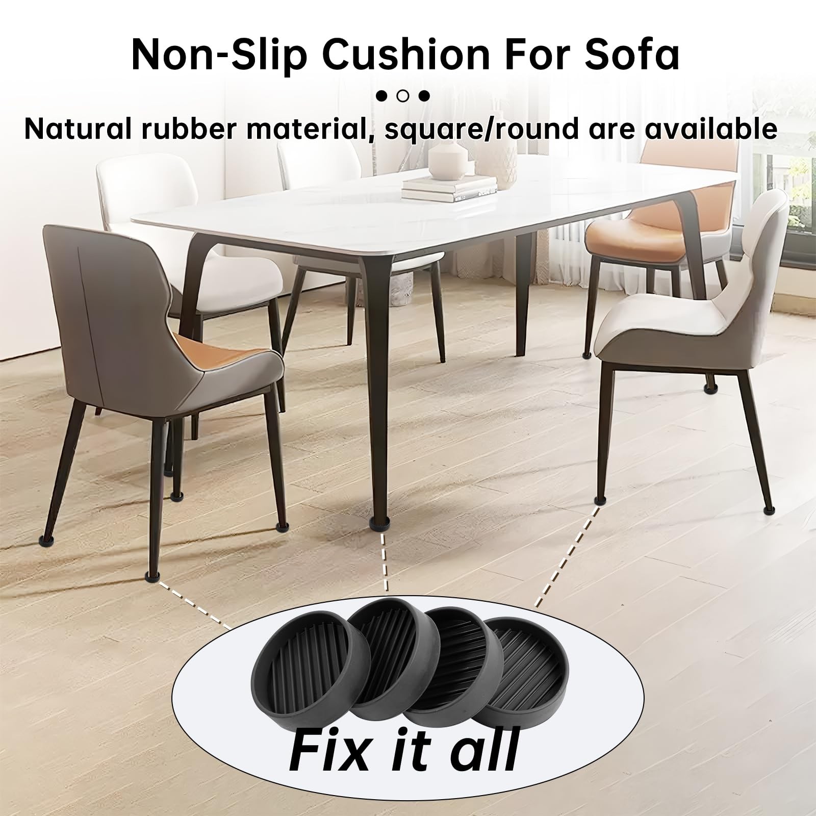 4 Pack Rubber Caster Cups, 2 X 2 Round Rubber Feet for Furniture