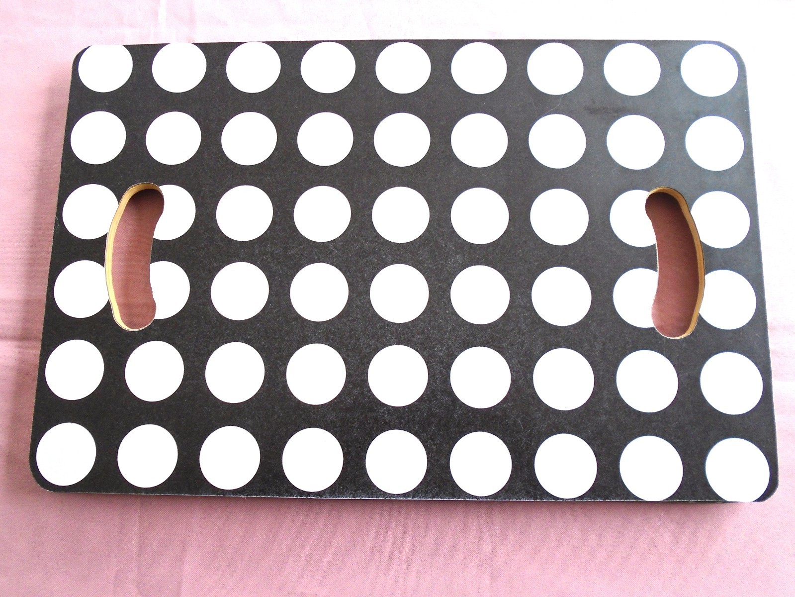 IKEA BRADA ANGLED PORTABLE FOLDING STAND TABLE LAP TRAY BLACK & WHITE POLKA DOT
