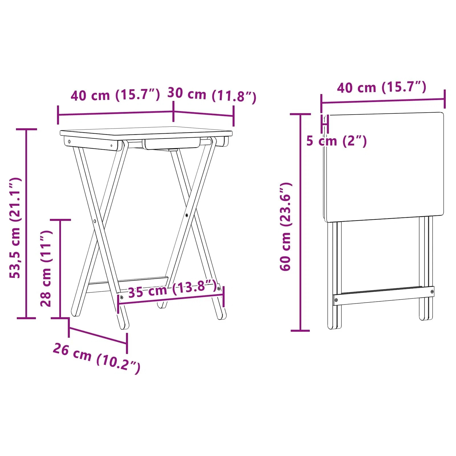 | Kitchen Table | Folding Natural 15.75 x 11.81 x 21.06 in Bamboo