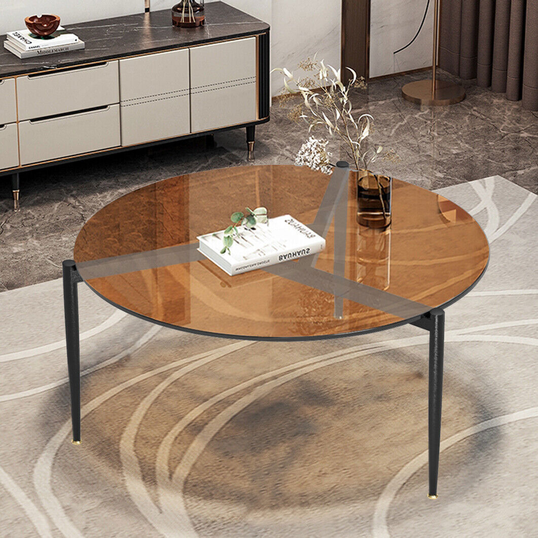 Sophisticated Ash Glass Coffee Table Modern Tables with Solid Steel Novelty Legs