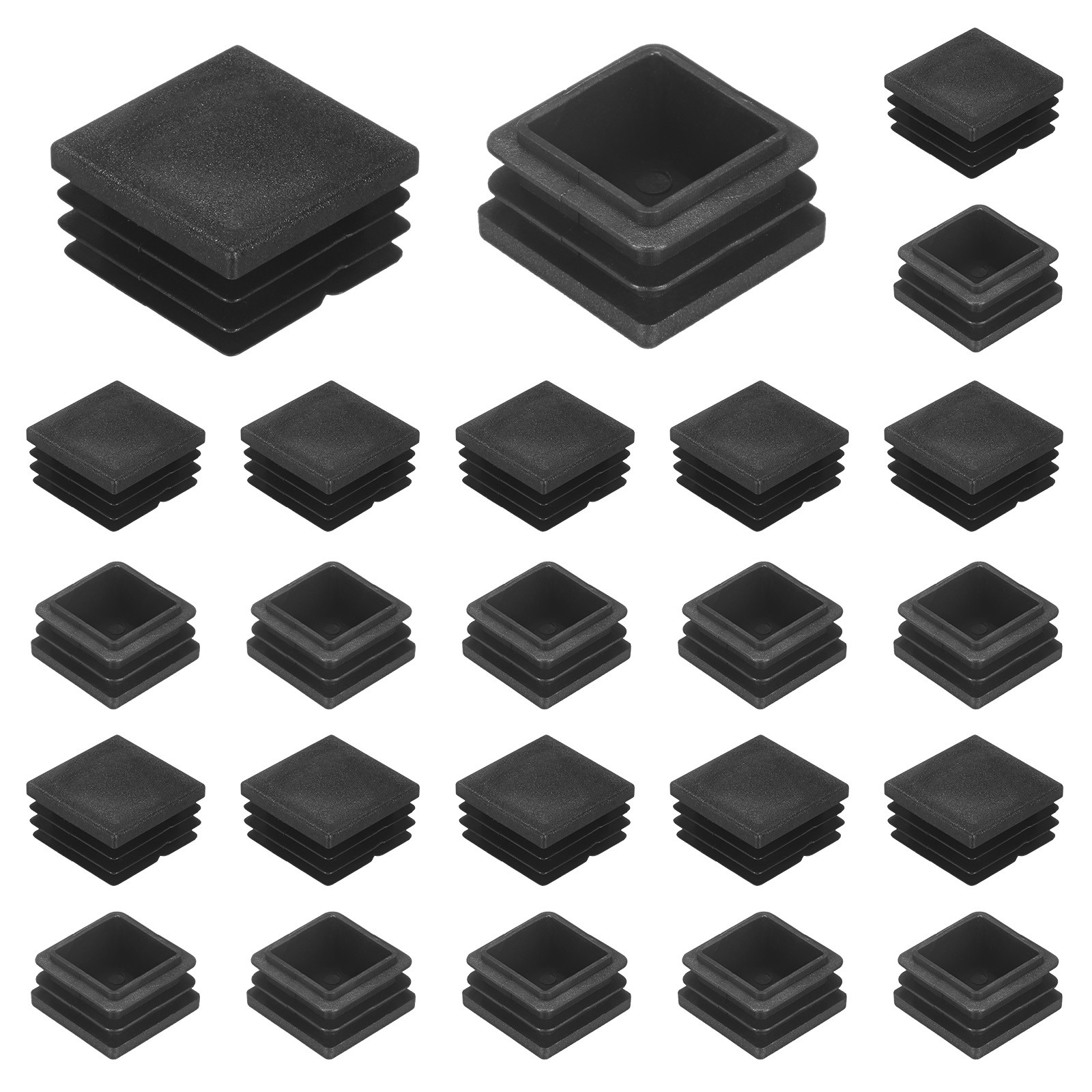 50-Pack Square Tubing End Caps, 1.2Inch/30mm Plastic Tube Plugs [Black]