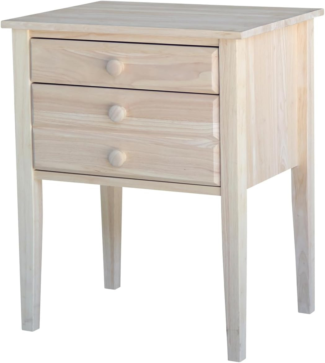 Unfinished Solid Wood Accent Table with Drawers – DIY Ready, 24″W x 18″D x 29″H