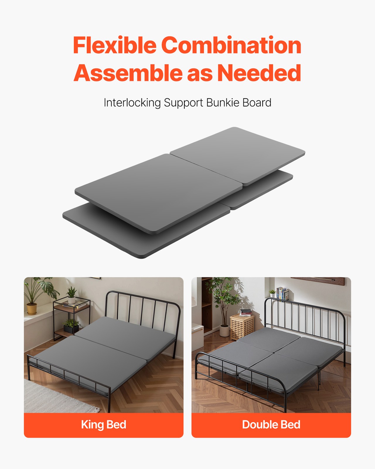 VEVOR King Size Bunkie Board 1.5 in Bed Board Slats with 200D Oxford Cloth 4 Pcs