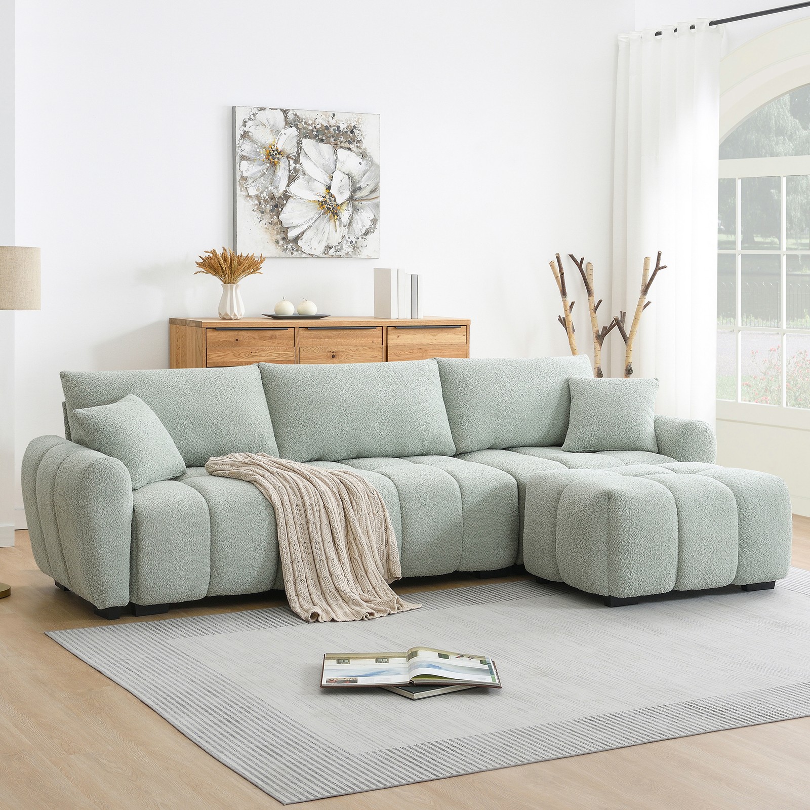 110″ Modular Sectional Sofa, L Shape with Extra-large Seat, Pull-line Design