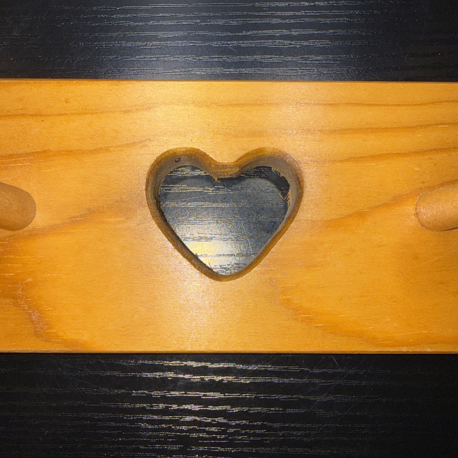 Vintage Wooden Heart Wall Hanger With 4 Pegs 20” L X 3.5” H