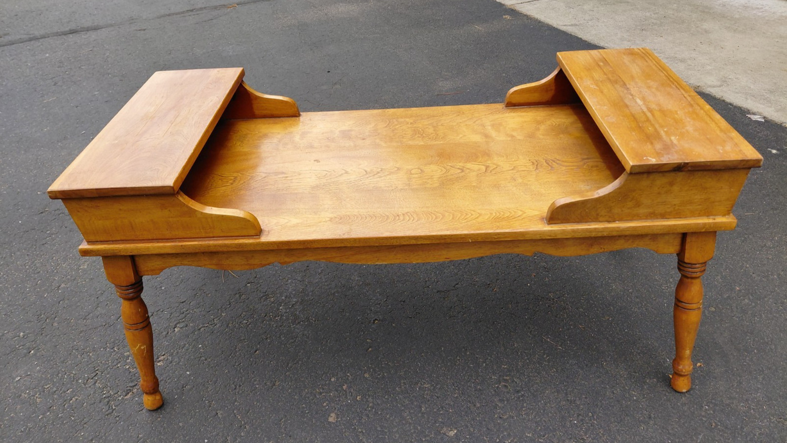 Vintage Coffee or Cocktail Table, Solid Wood, 2 levels, hidden storage