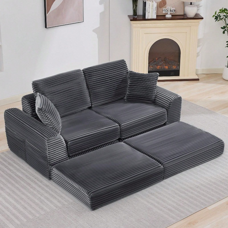 Boneless Couch Modular Sectional Sofa Flannel Cloud Couch Sleeper Sofa Bed