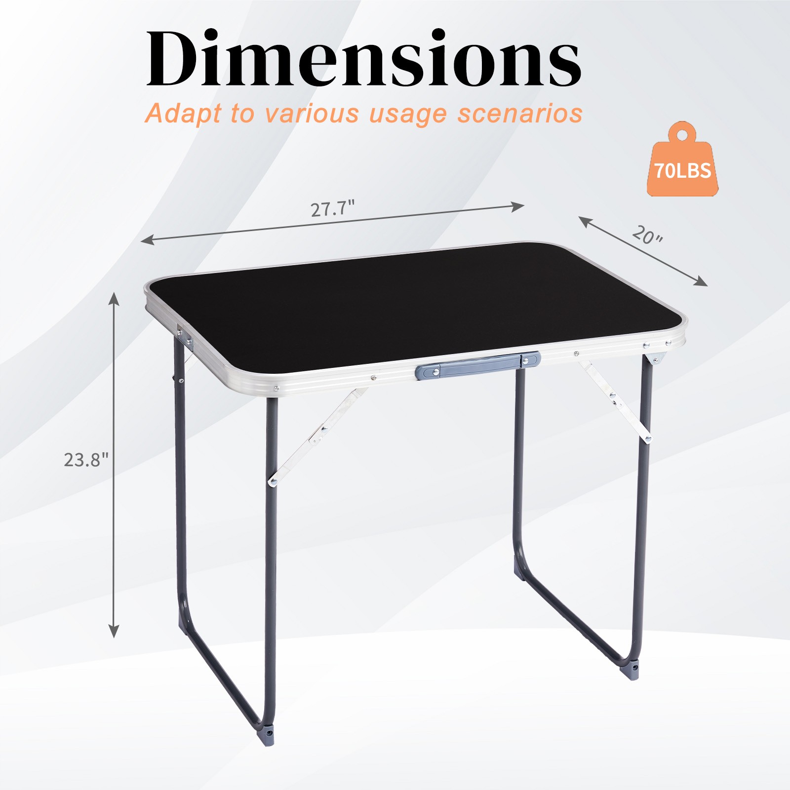 Portable Plastic Folding Outdoor 2.3FT Black Table Perfect for Camping Party