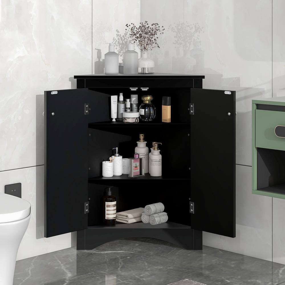 23.6 In. W X 17.2 In. D X 31.5 In. H in Black MDF Freestanding Triangle Corner L