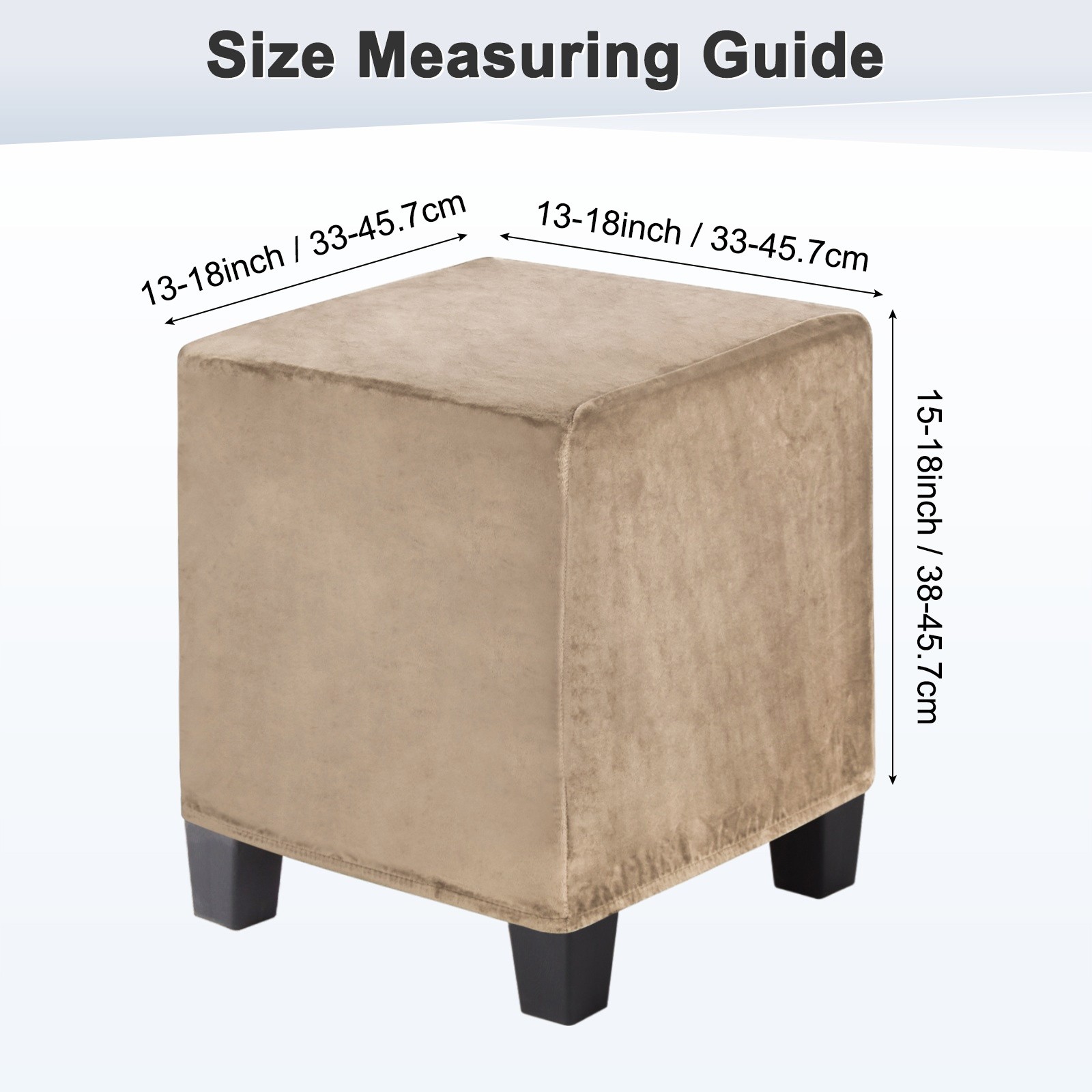 1-Pack 13″x13″x15″ Stretch Square Ottoman covers Footstool Protector Light Brown