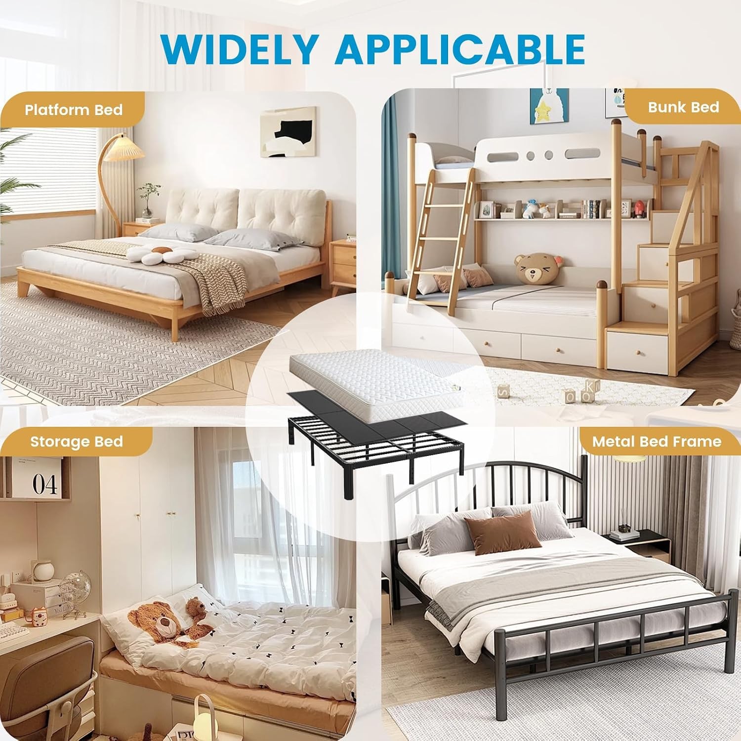 Bunkie Board Queen (60×80) 10mm H-Strength Rib Bed Boards for Under Mattress,