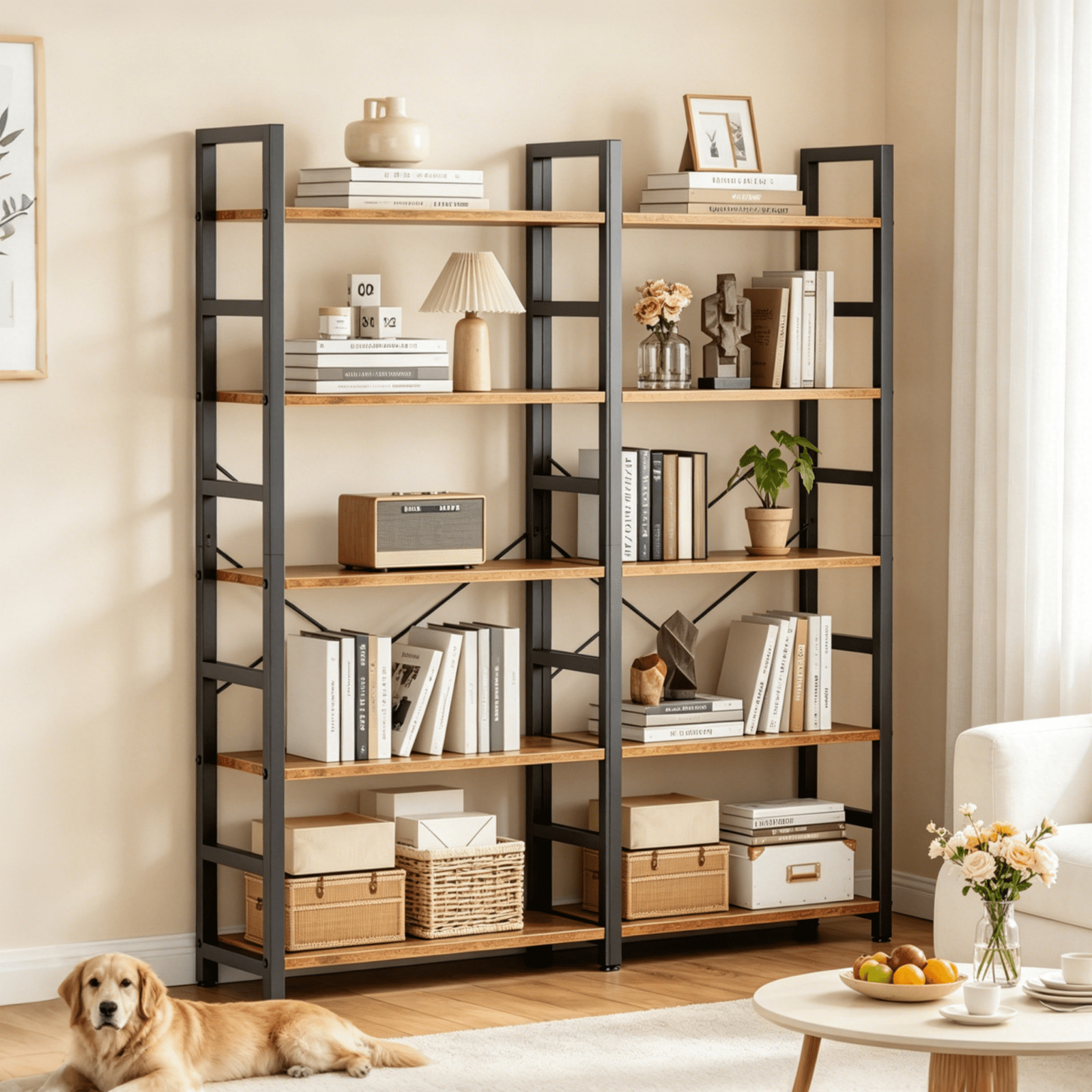 CONCETTA 5 Tier Bookshelf, Modern Bookcase Storage Organizer for Home Office