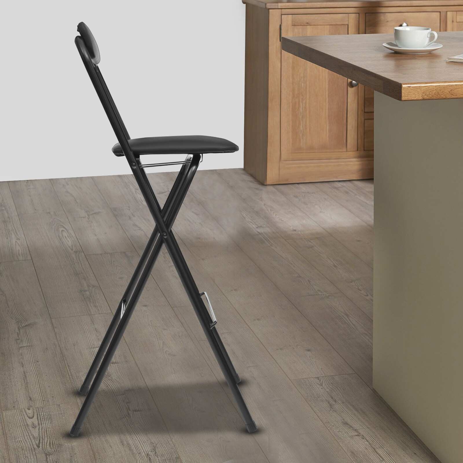 Portable Folding Stool Cafe Bar Chair Kitchen Dining Room Tall Foldable Chair