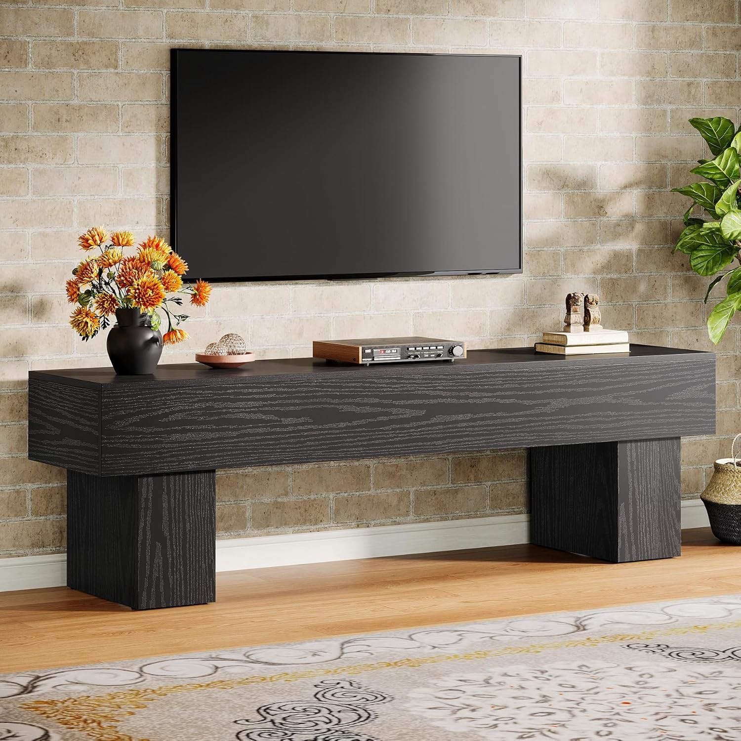 63″ TV Stand for 55/60/65 Inch TV, Farmhouse Entertainment Center for LivingRoom