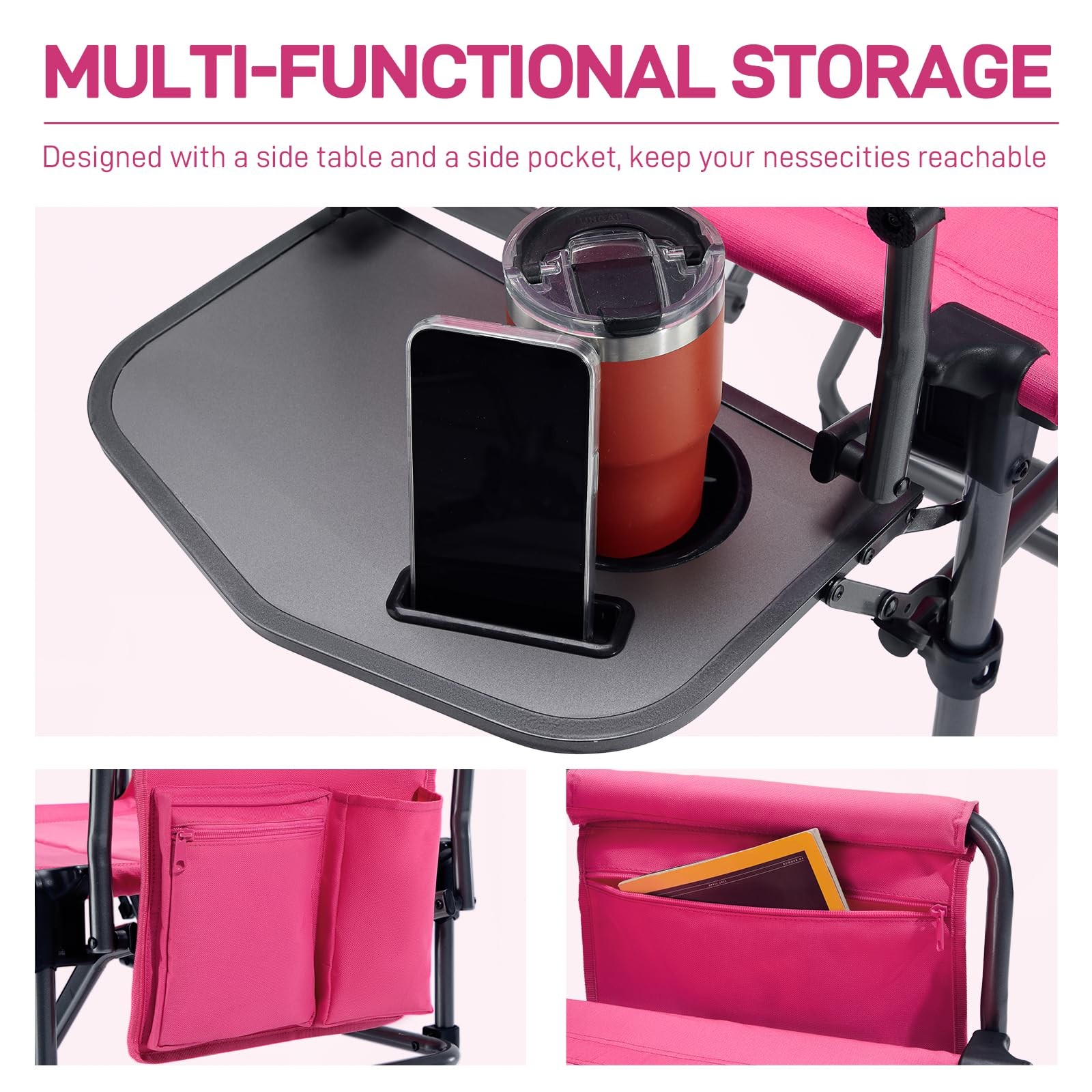 EVER ADVANCED Camping Directors’ 17 inches x 17.7 x 18.5 inches, Pink