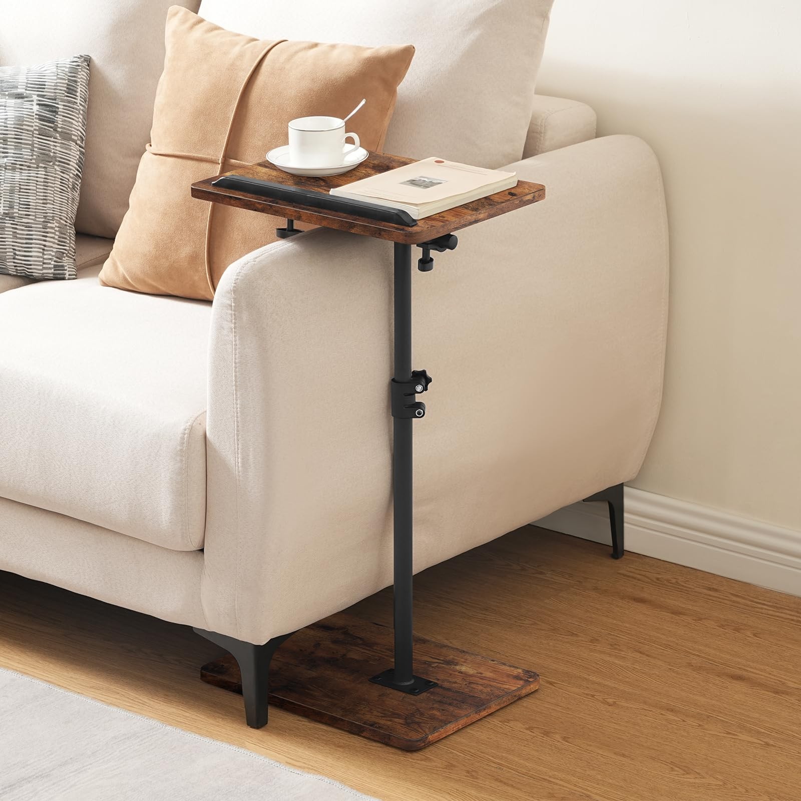 JAXPETY TV Tray Table Folding Dinner with Cup Holder Adjustable Desk 3 Angle