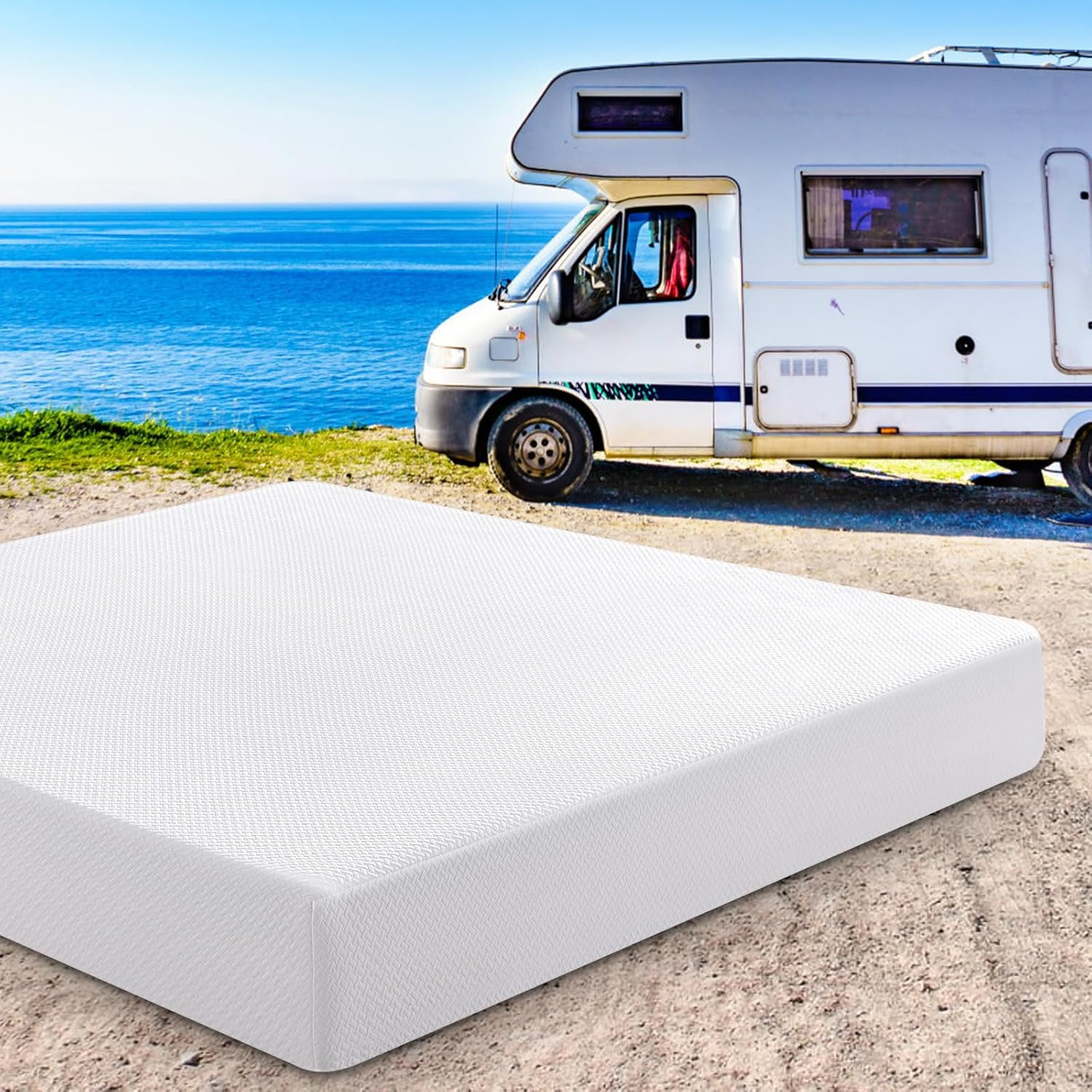 Cooling RV King Memory Foam Mattress 10″ – Medium Firm, Fiberglass-Free, CertiPU