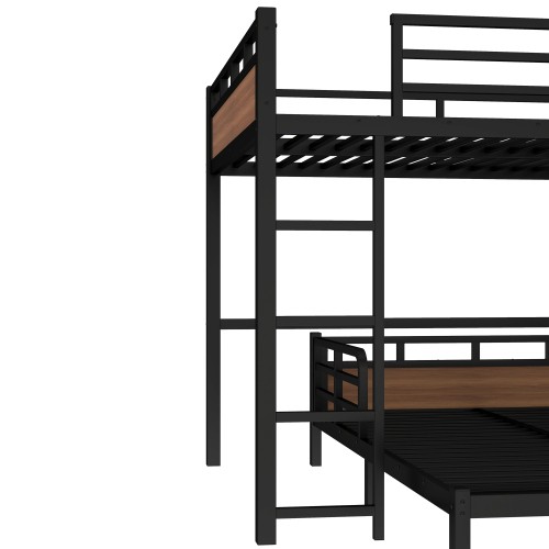 Queen over Queen Metal Bunk Bed,Separable Bed Frame w/Raised Security Fence