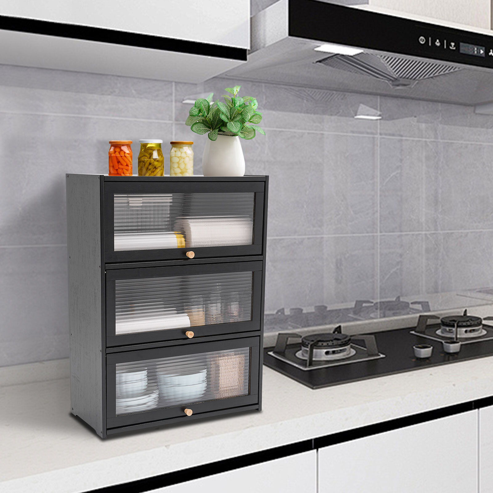 Stylish Black Storage Cabinet – Space-Saving Solution for Home Organization