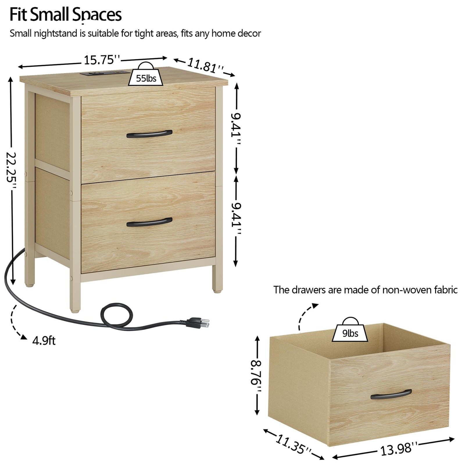 Vagusicc 15.75 inches x 11.81 x 22.25 inches, Natural (2 Pack)