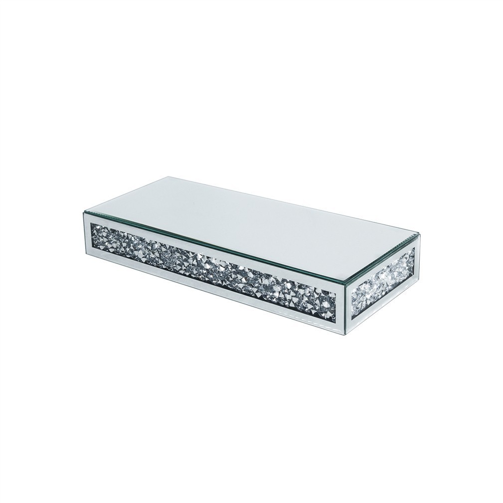 Mirrored Floating Shelves Glitter Crushed Diamond Wall Mounted Organizer Rack