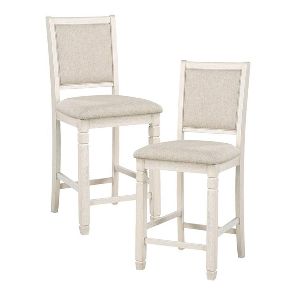 Lexicon Asher 25.5″ Fabric Counter Height Chairs in White (Set of 2)