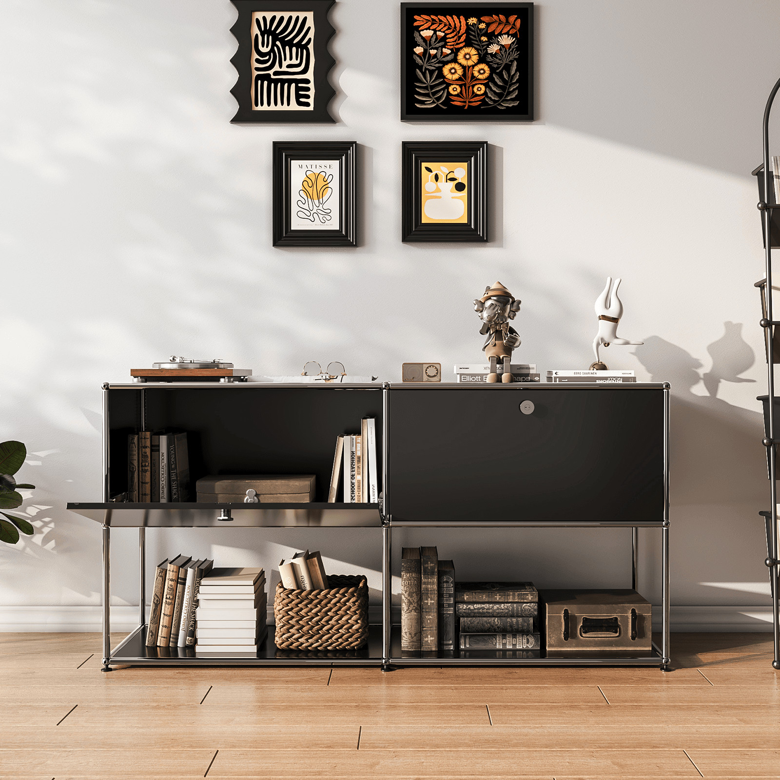 USM Haller Style Modern Storage Cabinet Shelf Free-Standing Sideboard Metal USA