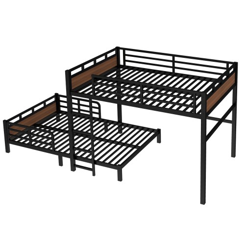Queen over Queen Metal Bunk Bed,Separable Bed Frame w/Raised Security Fence