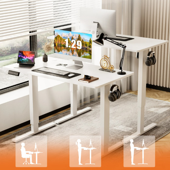 CONCETTA Electric Standing Desk Height Adjustable 40×24 Home Office White