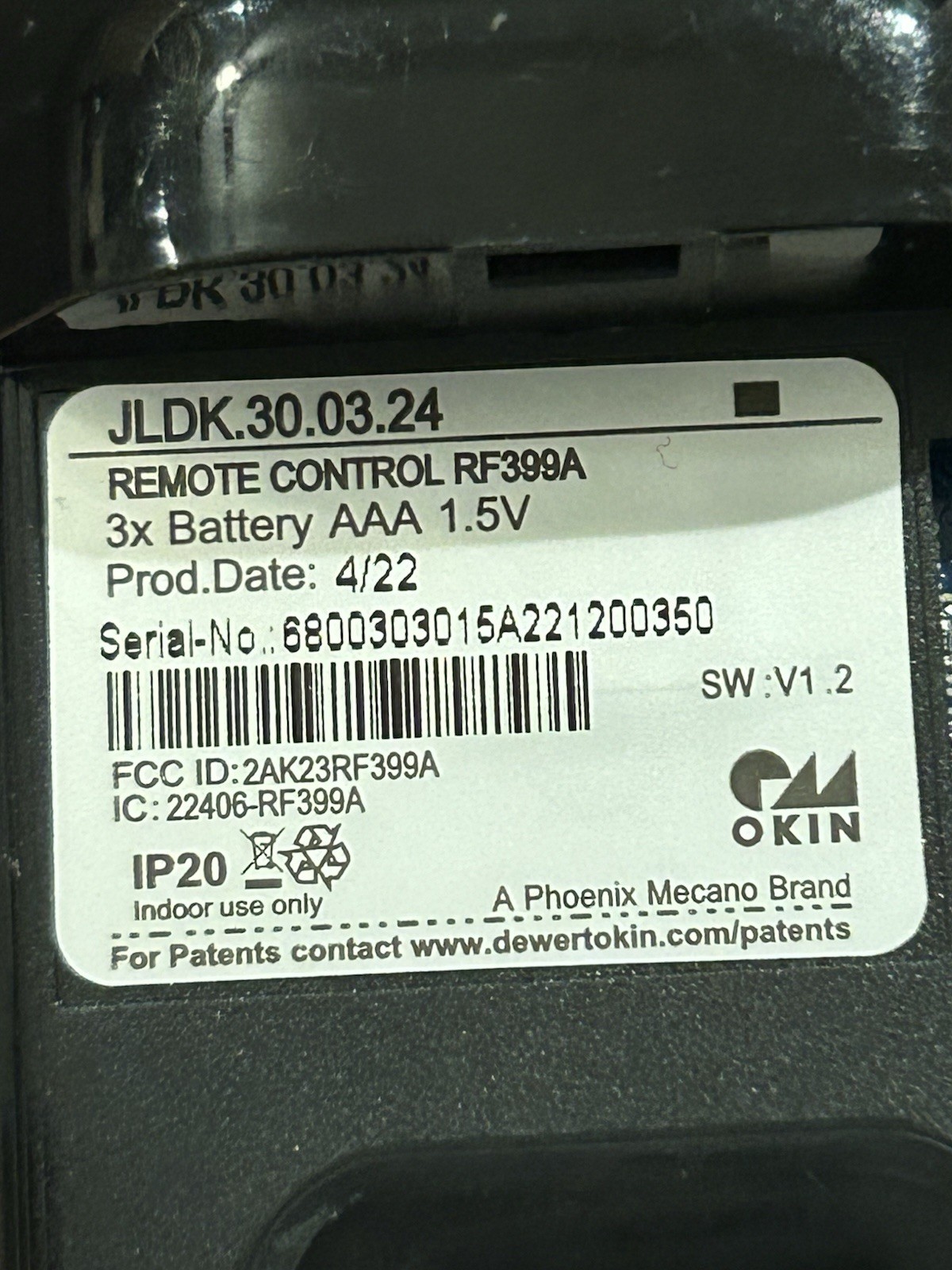 Ease 2.0/3.0 Replacement Remote Only Tempurpedic Sealy Adjustable Base RF399A