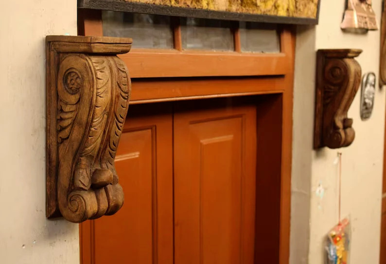 Wall Bracket Corbel Pair Vintage European Style Architectural Antique Shelf 2 Pc