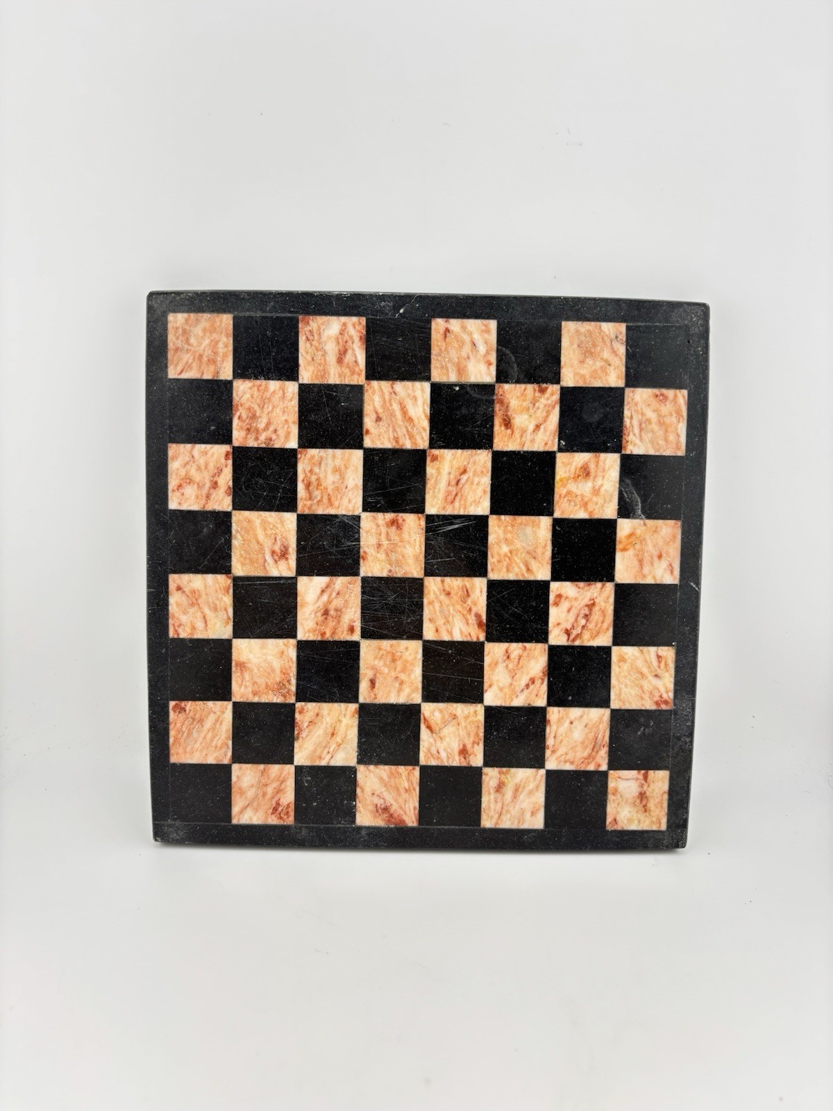 7.5 Black Marble Bed Side End Table Square Shape Chess Table Kids Study Room Dec